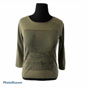 🔴   Chico's 3/4 Sleeve Graphic Tee Size 0